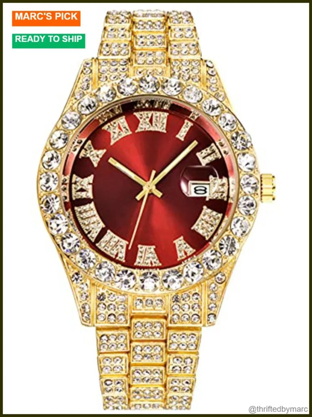 Unisex Crystal Diamond Watch Stainless Steel Quartz Analog Big Face Wrist Watch